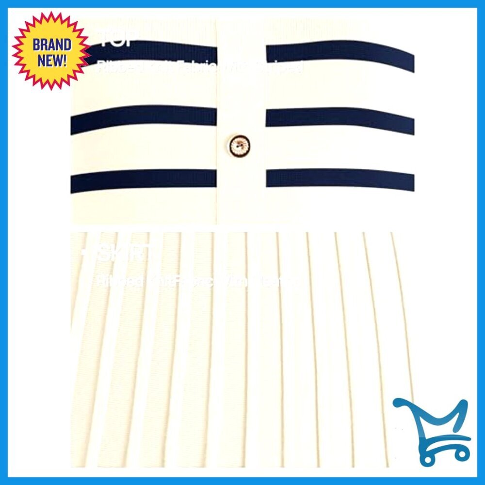 Casual Midi Dress Crewneck Short Sleeve Button Ribbed Knit Swing Pleated A-Line - Picture 6 of 7